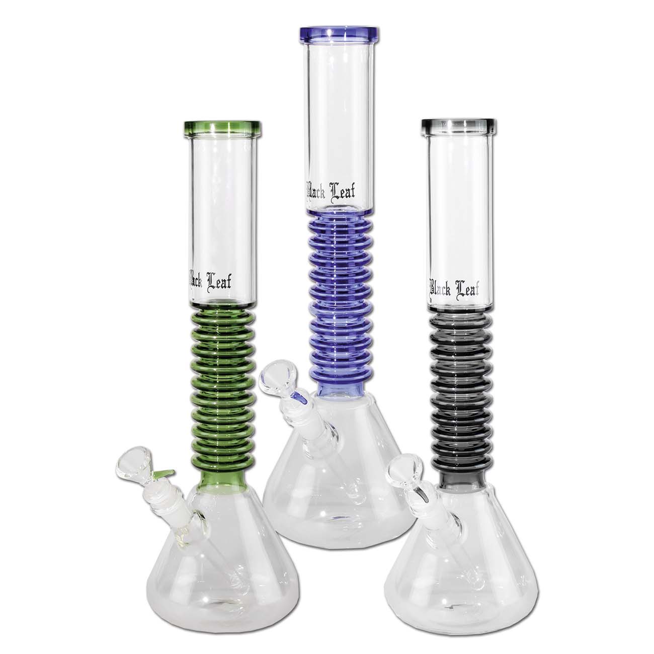 Bong in vetro Anelli 39cm - Black Leaf