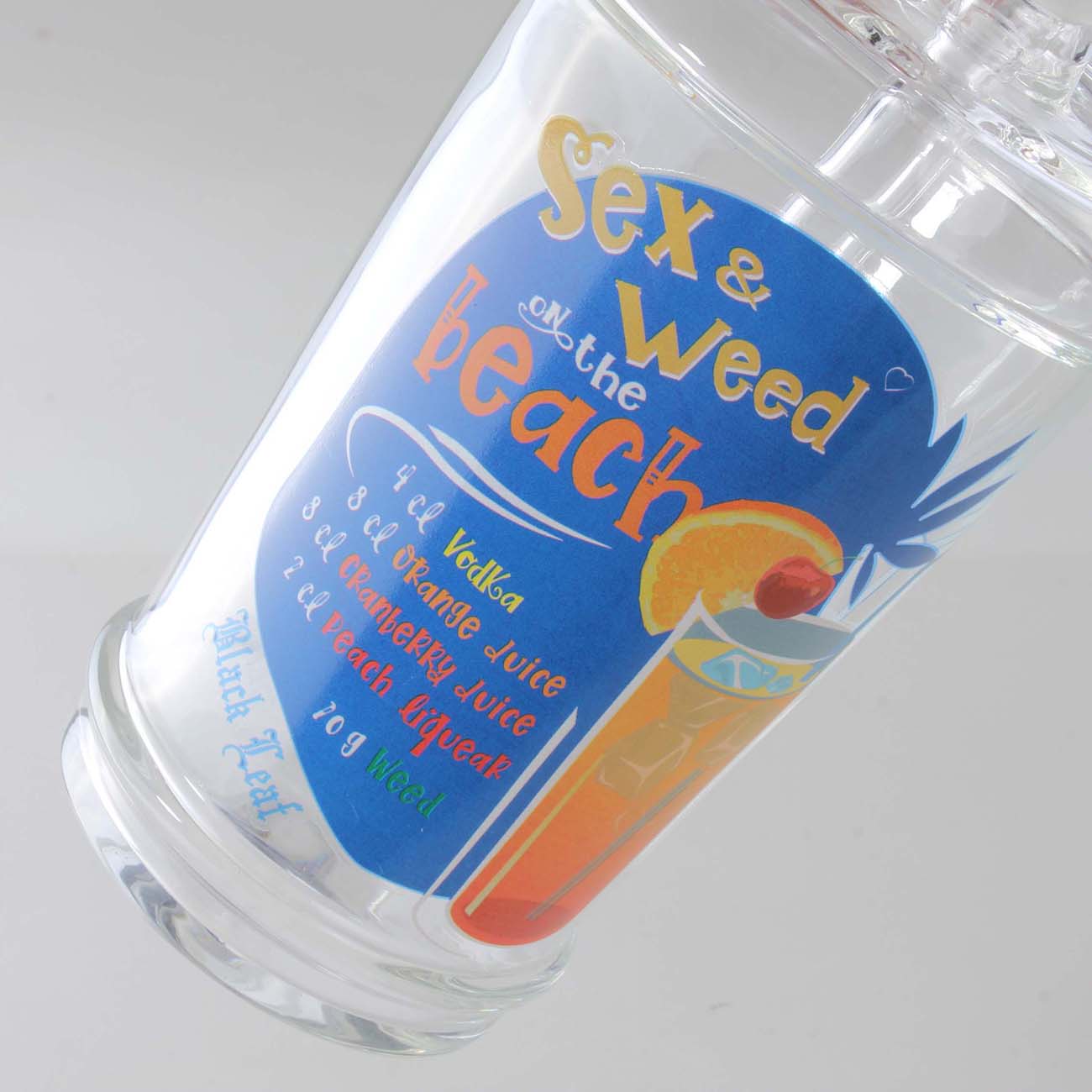 Bong in Vetro Cup Sex+Weed 28cm - Black Leaf