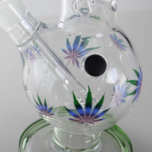Ice Bong in Vetro Green Leaves 35cm - Black Leaf