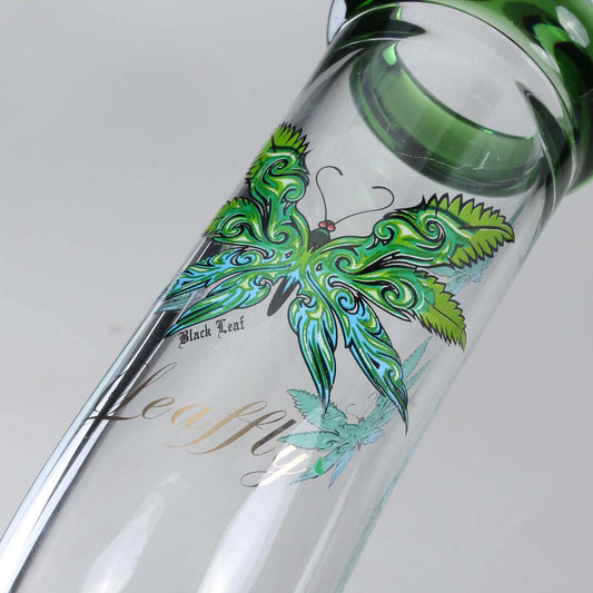 Ice Bong in Vetro Leaffly Bent 35cm - Black Leaf