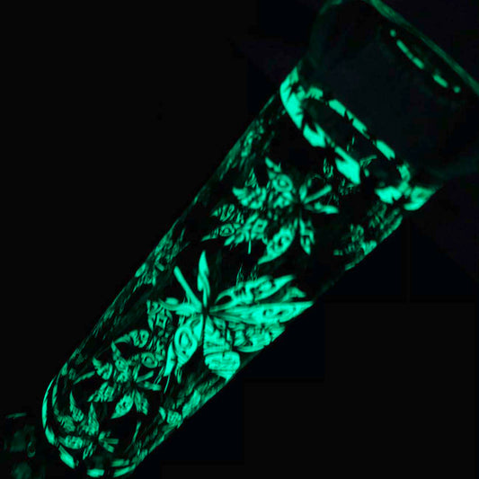Ice Bong in Vetro Glow in the Dark 35cm - Black Leaf