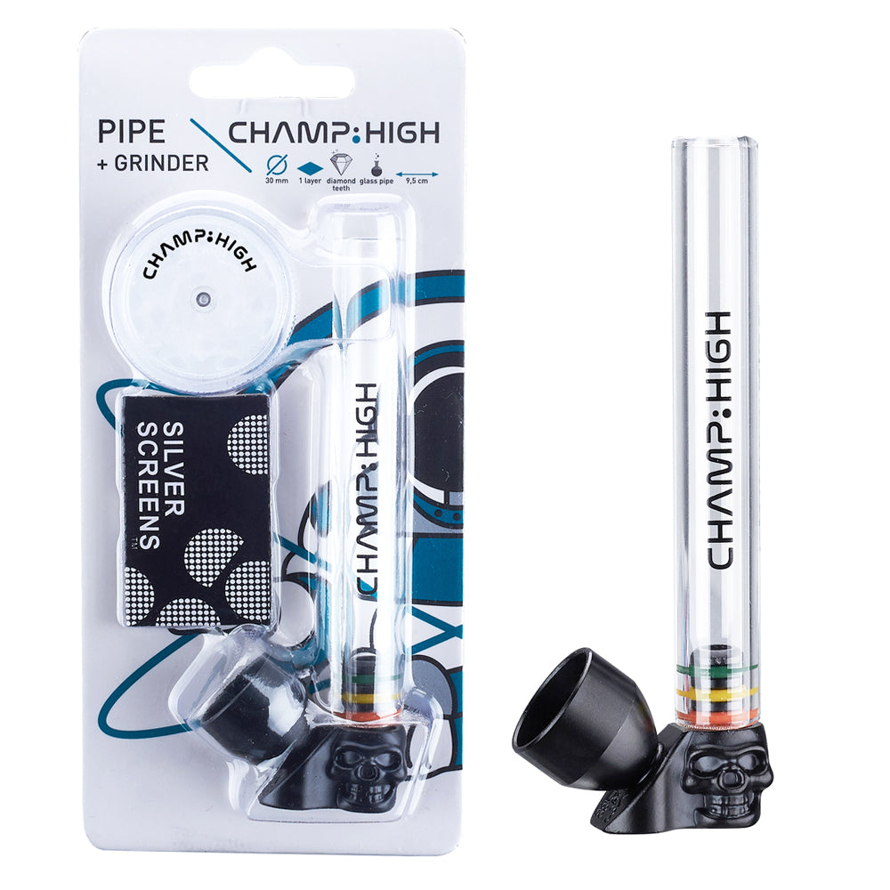 kit Mini Pipa IN VETRO TESCHIO + GRINDER - Champ High