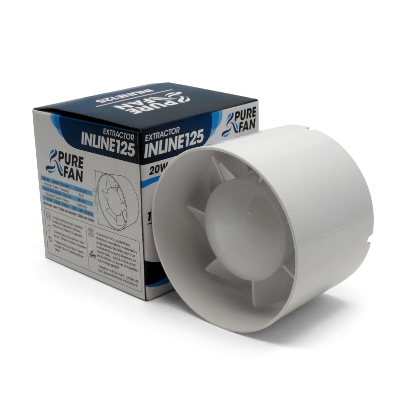 Estrattore Inline 125 (5"), 20W, 2.400 t/min, 190m3/h - Pure Fan