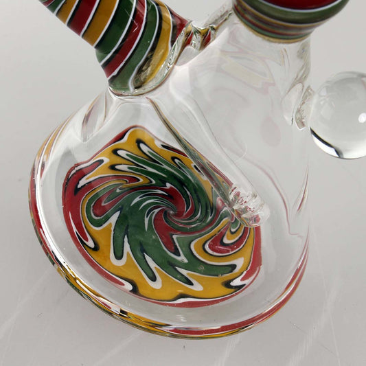 Mini Bong in Vetro Slit Diffuser Rasta 18cm - Black Leaf