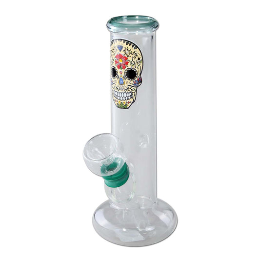 Mini Bong in Vetro con Teschio 14cm - Black Leaf