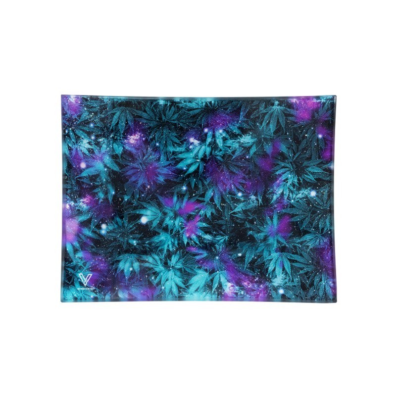 Vassoio in Vetro - Foglie viola