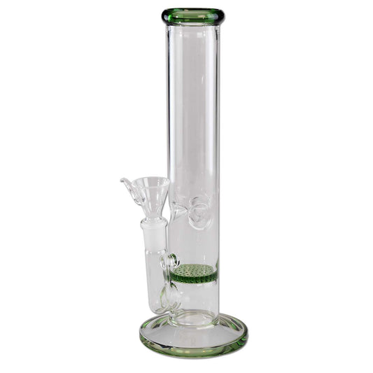 Ice Bong in Vetro Honey Comb Verde - Black Leaf