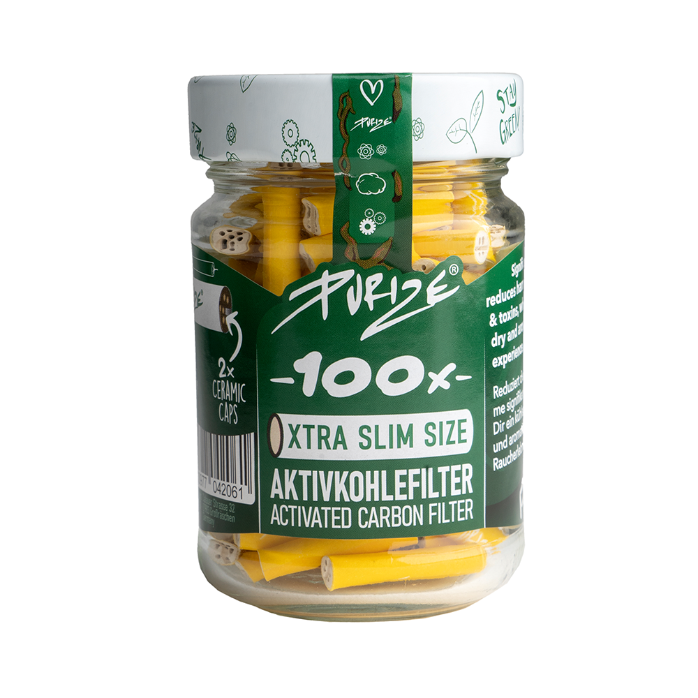 Purize FILTRI AL CARBONE ATTIVO Xtra Slim 100pz (colore: giallo)