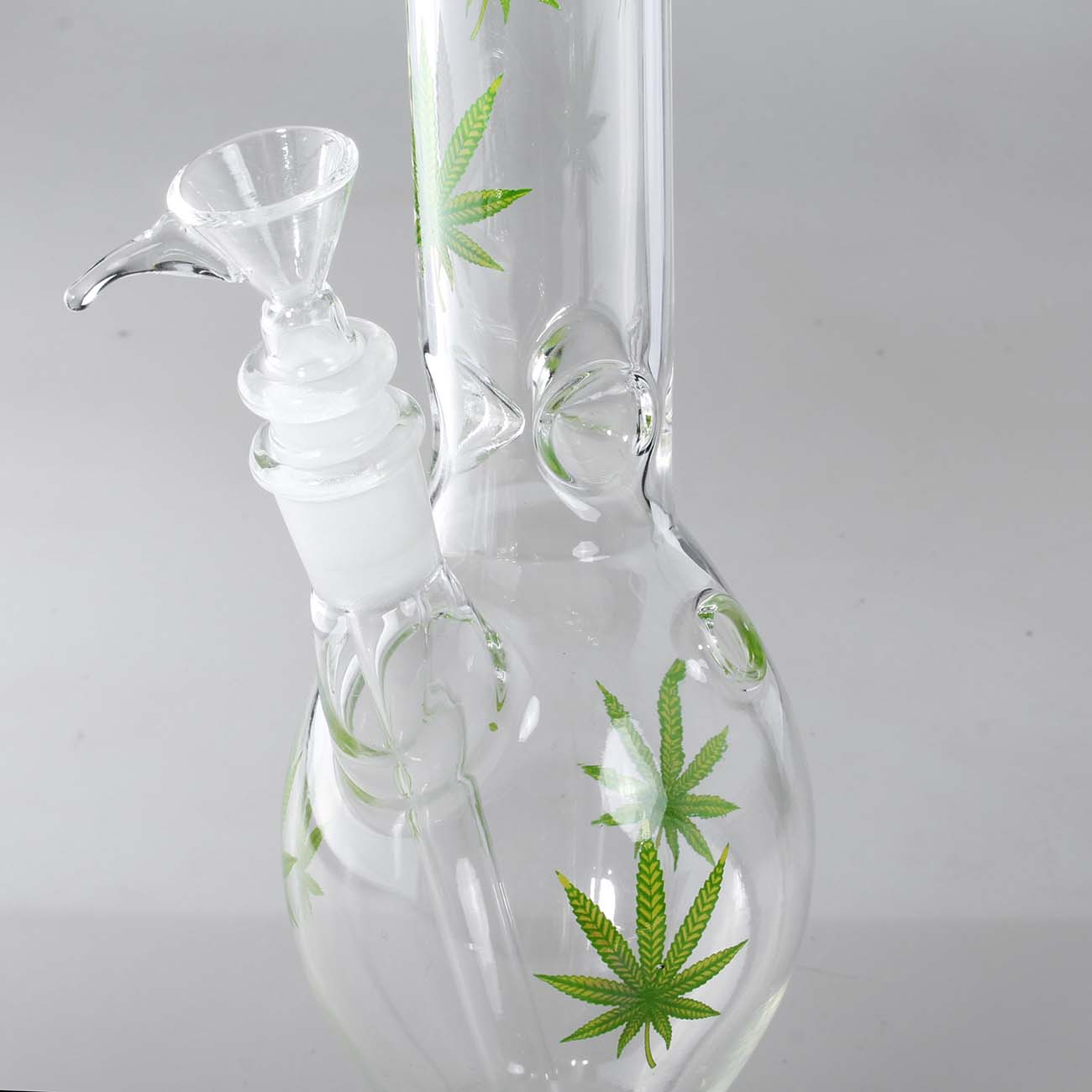 Ice Bong in Vetro Hemp Leaves 41cm - Black Leaf