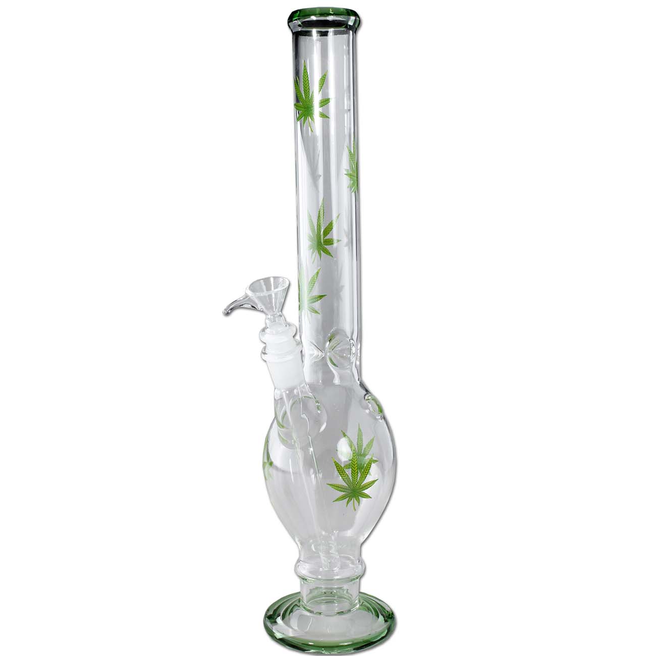 Ice Bong in Vetro Hemp Leaves 41cm - Black Leaf
