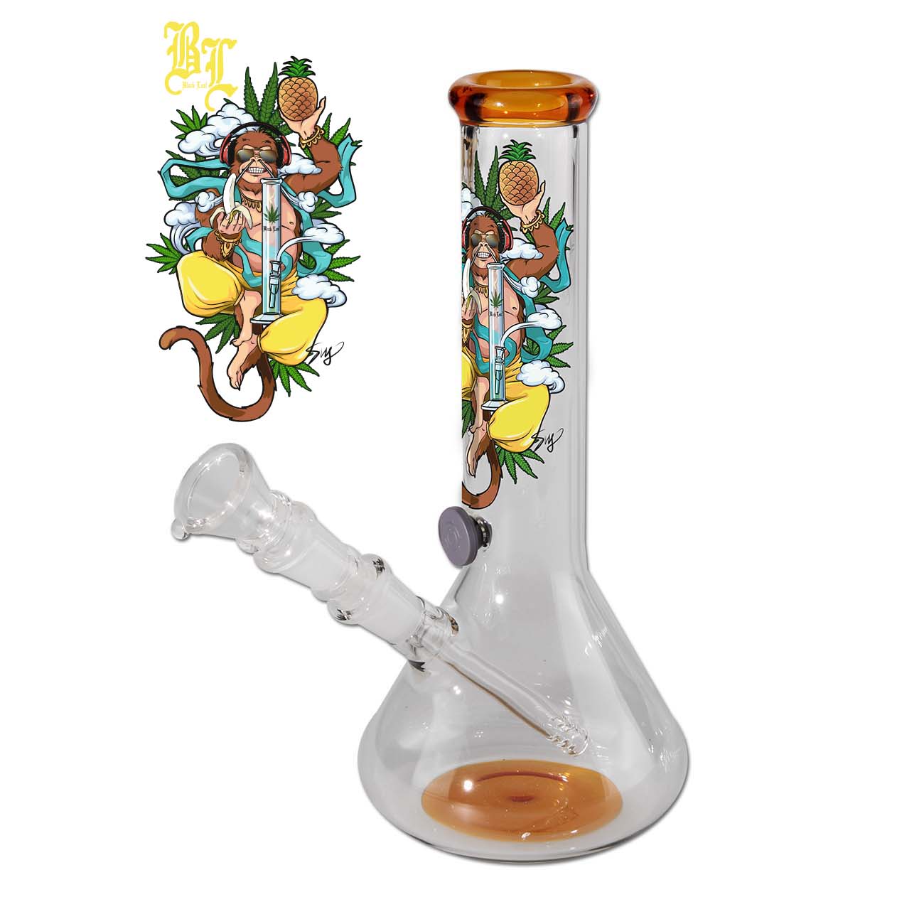 Bong in Vetro Hanuman 24cm - Black Leaf
