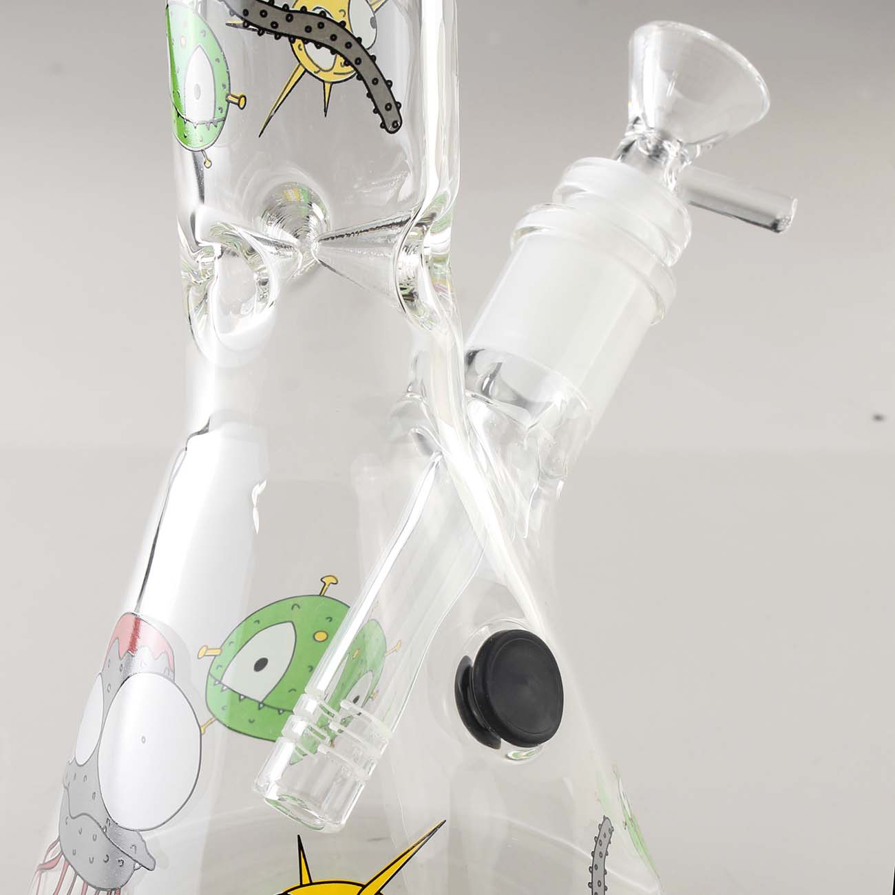 Ice Bong in Vetro Haze Invaders 25cm - Black Leaf