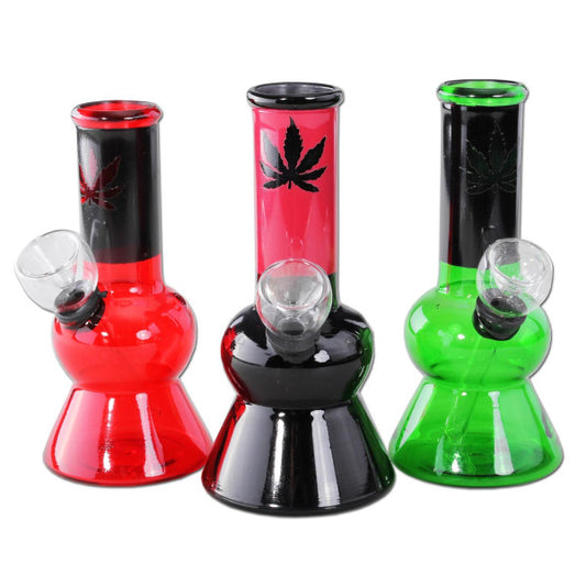 Mini Bong in Vetro con Foglia 13cm - Black Leaf