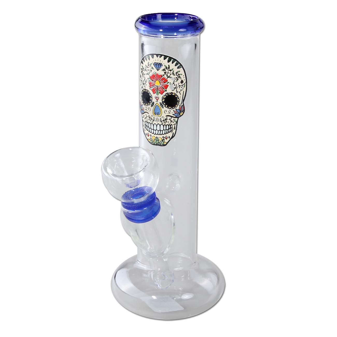 Mini Bong in Vetro con Teschio 14cm - Black Leaf